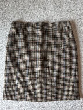 J. Crew Houndstooth Pencil Skirt in Tan, Brown and Blue